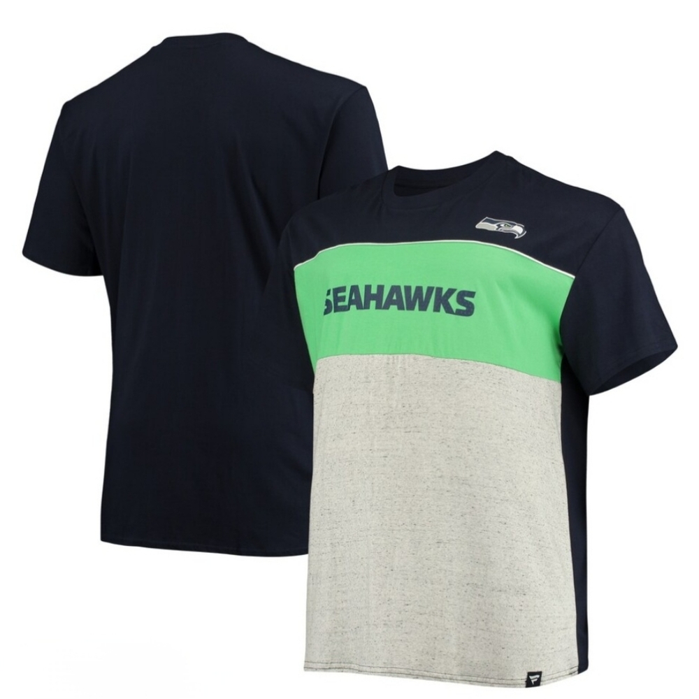 Seattle Seahawks Fanatics NFL College Navy/Heathered Gray Big & Tall Men's XLT